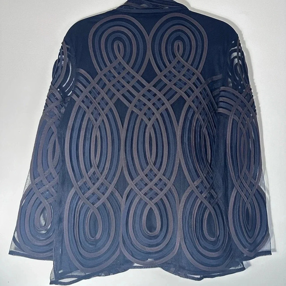 Chico’s travelers Neutral Swirl strip jacket brown navy size 1 8/10 NWT - Picture 13 of 13